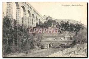 Old Postcard Roquefavour Three Bridges