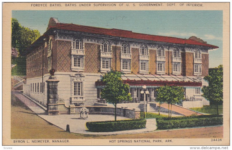 HOT SPRINGS, Arkansas, 1930-1940's; Fordyce Baths, Hot Springs National Park