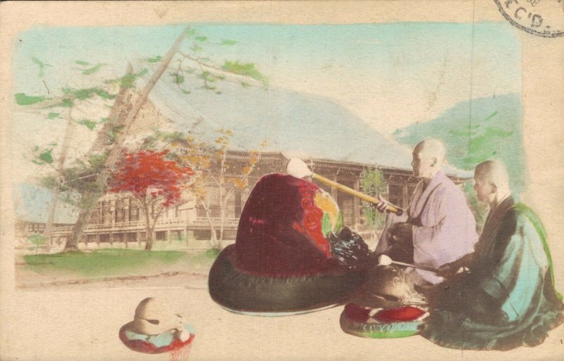 Japan - Monks With Temple Litho 04.46