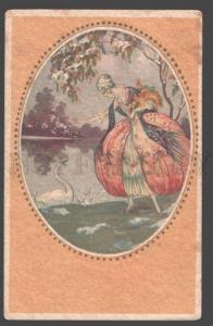 3097783 Lady w/ Swan LEDA by CORBELLA vintage ART DECO Italy PC