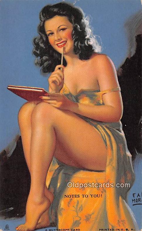 Notes to You, Earl Moran 1945 Mutoscope Artist Pin Up Girl, Non Postcard Back...