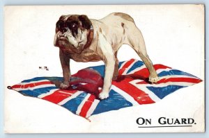 England Postcard On Guard United Kingdom Flag Bulldog c1910 Posted Antique