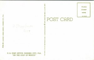 US Post Office Panama City FL Florida Gulf Mexico Old Car Postcard Curteich VTG  