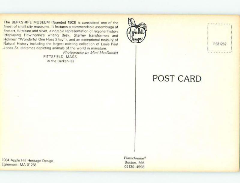 Unused Pre-1980 BERKSHIRE MUSEUM Pittsfield Massachusetts MA r9065