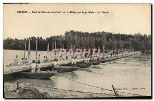 Old Postcard Army Avignon boats bridge built on the Rhone by the 7th Genie Pa...