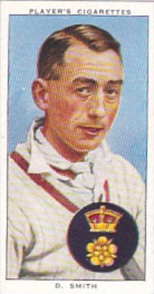 Player Cigarette Card Cricketers 1938 No 25 D Smith Derbyshire &  England