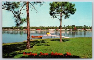 Greetings From Deltona Florida~View Of Beautiful Gleason Lake~Vintage Postcard