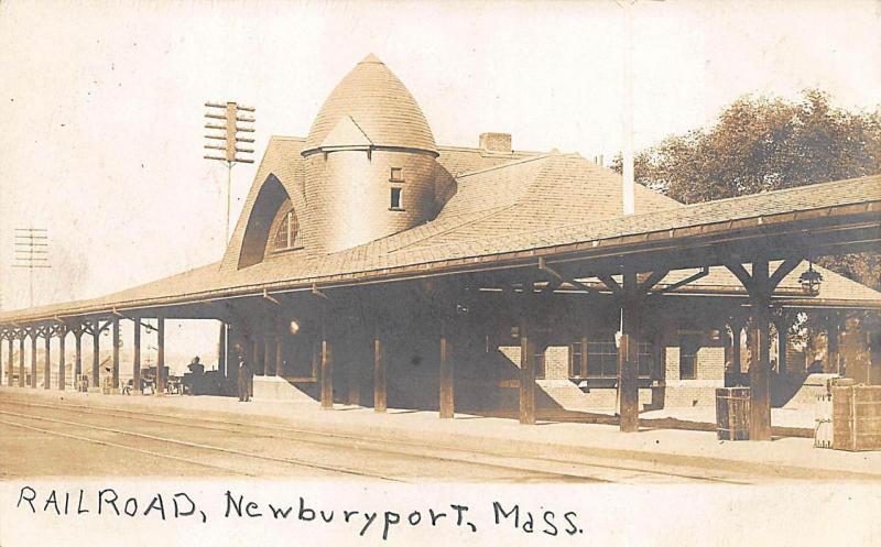 Newburyport MA Railroad Station Train Depot RPPC