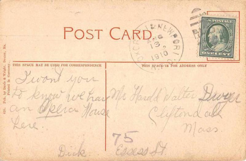 Dexter Maine Opera House Vintage Postcard JA454850