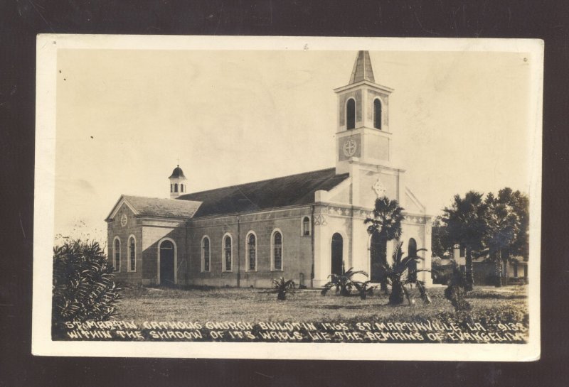 RPPC ST. MARTINVILLE LOUISIANA CATHOLIC CHURCH VINTAGE REAL PHOTO POSTCARD