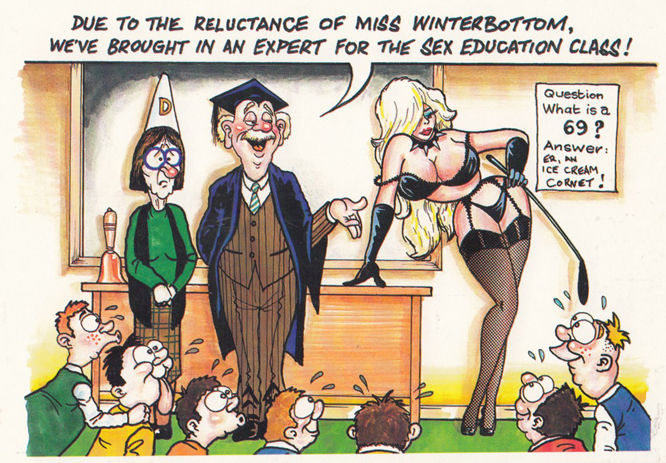 Sex Education Class Lessons Teacher Lessons 1980s Comic Humour Postcard Topics Cartoons 1902