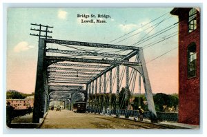 1914 Lowell Bridge St. Bridge Trolley Massachusetts MA Posted Antique Postcard