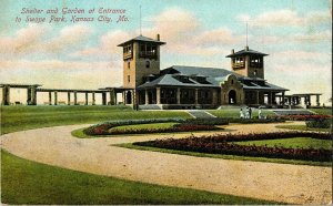 Shelter Garden Entrance Swope Park Kansas City MO Postcard DB UNP Unused Knox 