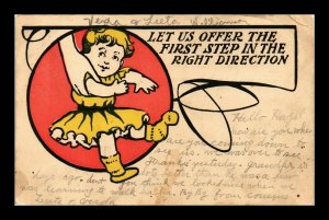 VINTAGE POSTCARD BABY COMIC FIRST STEP RIGHT DIRECTION POSTCARD UNDIVIDED 1907