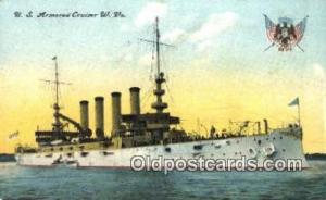 US Armored Cruiser W. VA. Military Battleship writing on back light wear clos...