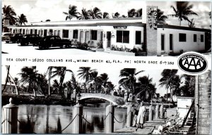 1950s Sea Court Motel Miami Beach Florida AAA Real Photo Postcard