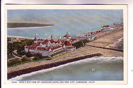 Bird's Eye View Hotel Del Coronado and Tent City, Coronado, California, HL Ch...