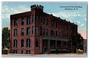 1916 Commercial Club Building Horse Wagon Aberdeen South Dakota Antique Postcard
