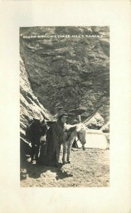 C-1910 Elkhart Indian Woman Donkeys Inbody RPPC Photo Postcard 20-6752