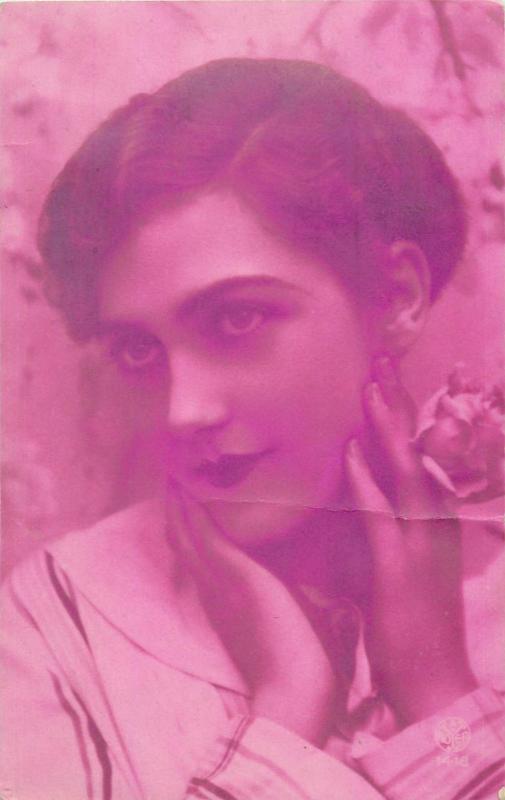 Vintage postcard portrait of a beauty lady