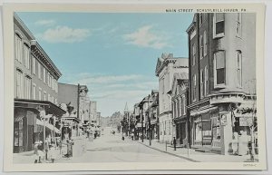 PA Schuylkill Haven View on Main Street Shops People c1918 Postcard S4