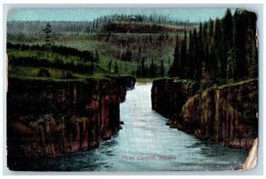 Miles Canyon Alaska Postcard Exterior View Trees Lakes River Cliff c1910 Vintage