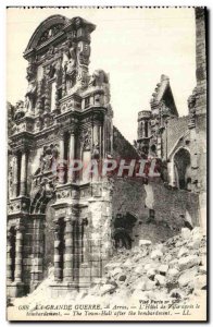 Old Postcard The Great War Arras The Hotel de Ville after the bombing Army