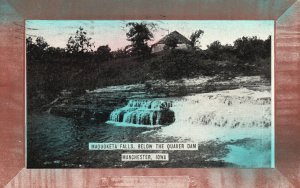 Vintage Postcard 1910 Maquoketa Falls Below the Quaker Dam Manchester Iowa IA