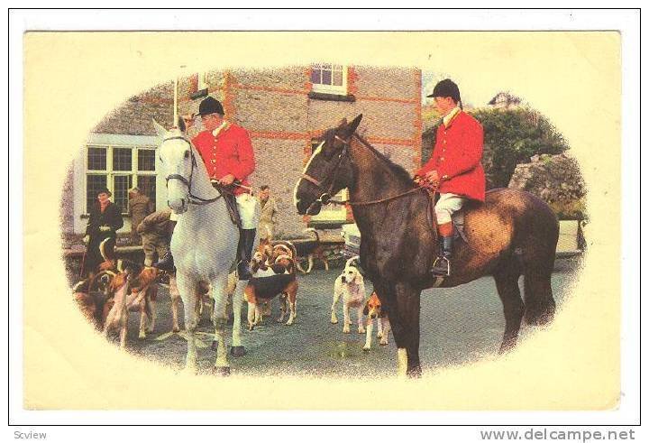 English Fox Hunters on horseback with hunting dogs, PU-1983