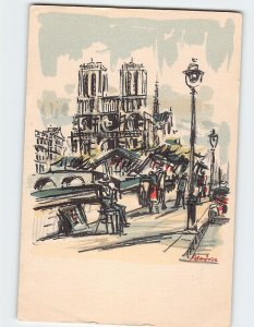 Postcard La Cathédrale Notre-Dame, Les quais, Paris, France