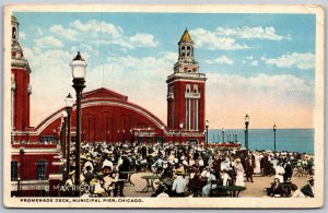 Vtg Chicago Illinois IL Promenade Deck Municipal Pier 1917 View Old Postcard