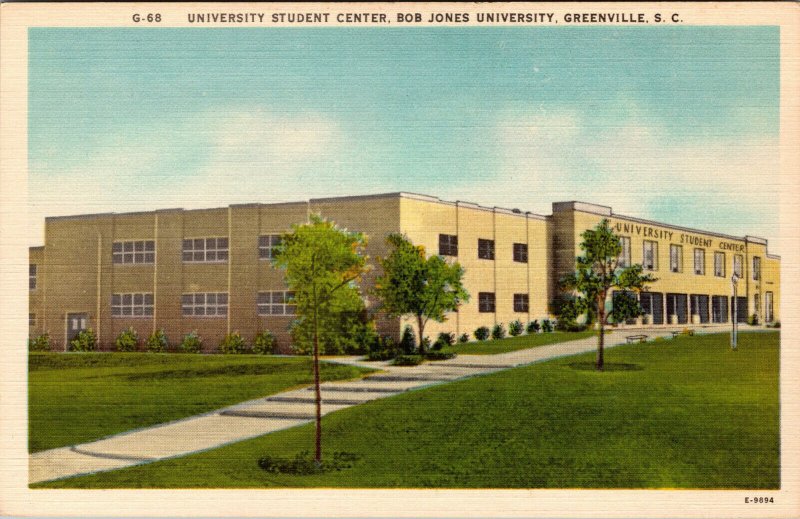 Vtg Bob Jones University Student Center Greenville South Carolina SC Postcard