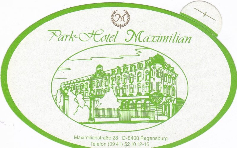 Germany Regensburg Park Hotel Maximilian Vintage Luggage Labe sk3727