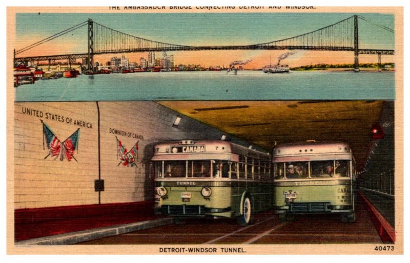 Buses in Detroit Windsor Tunnel, Ambassador Bridge