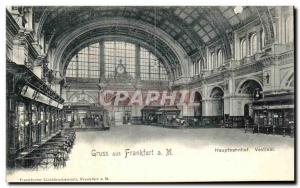 Old Postcard Gruss aus Frankfurt Hauptbahnhof Vestibul