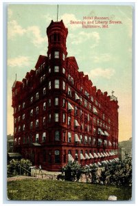 c1910's Hotel Rennert Saratoga Liberty Streets Baltimore Maryland MD Postcard