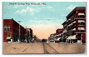 Third Street View Bartlesville Oklahoma OK 1916 DB Postcard V14