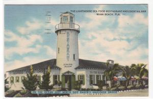 Lighthouse Seafood Restaurant & Bar Miami Beach Florida 1949 postcard