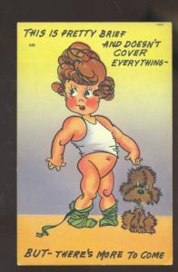 PRETTY BRIEF AND DOESN’T COVER EVERYTHING GIRL IN UNDERWEAR COMIC POSTCARD