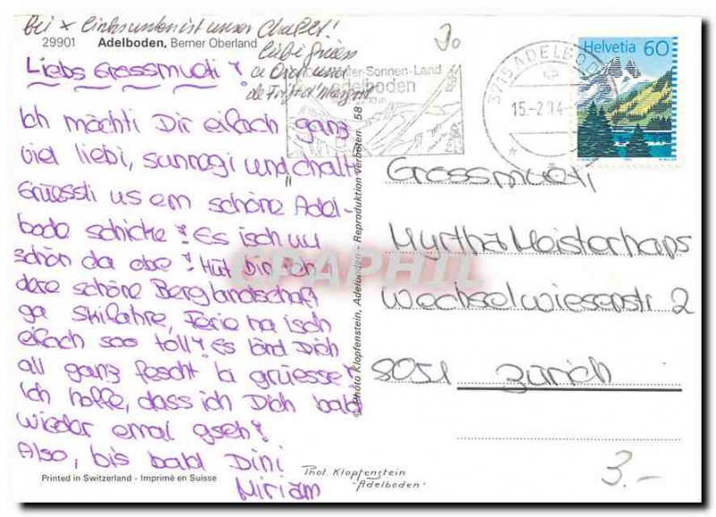 Postcard Modern Adelboden Berner Oberland