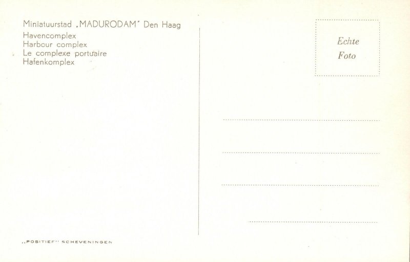 Vintage Postcard 1920's Miniatuurstad Madurodam Den Haag Harbor Complex NL RPPC