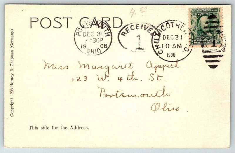 1906  Chillicothe  Ohio  Masonic Temple  Postcard