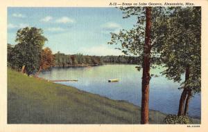 Alexandria Minnesota scene on Lake Geneva boat pier linen antique pc Z25626