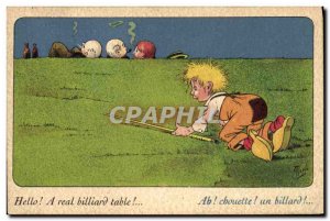 Postcard Old Billiard Child Illustrator