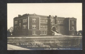 RPPC BLACKWELL OKLAHOMA BLACKWELL HIGH SCHOOL VUILDING REAL PHOTO POSTCARD