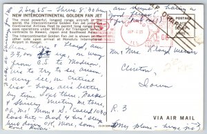 Transportation~New Intercontinental Golden Fan Jet~Postmarked~Vintage Postcard