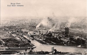 RPPC Dearborn MI Rouge Steel Mill, Ford Motor 1930's Aerial View, Michigan