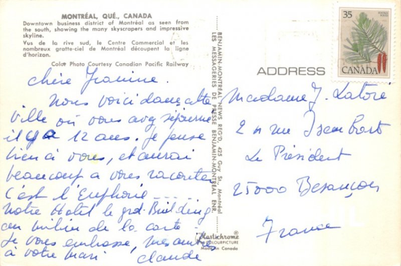 Postcard Modern Downtown Business District Shopping Center Montr�al, Qu�bec