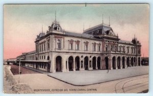 MONTEVIDEO, URUGUAY ~ Railroad Station ESTACION Del FERROCARRIL CENTRAL Postcard