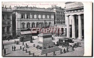 Old Postcard Genova Piazza Garibaldi Ferral e Monumento